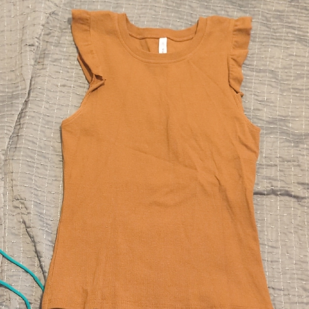 Wishlist Orange Ruffled Fitted Tank Top